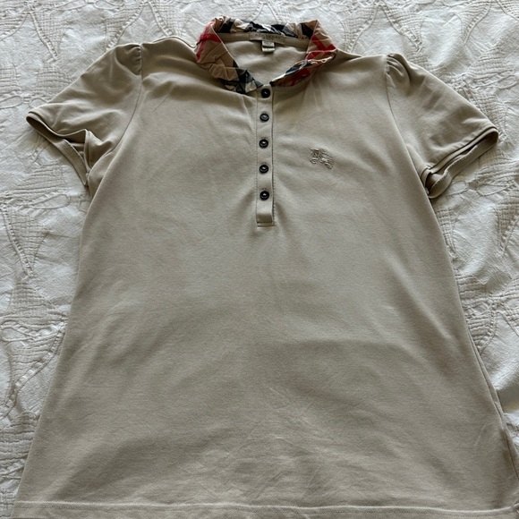 Burberry Beige Button Down Shirt with Patterned Collar - Picture 1 of 10
